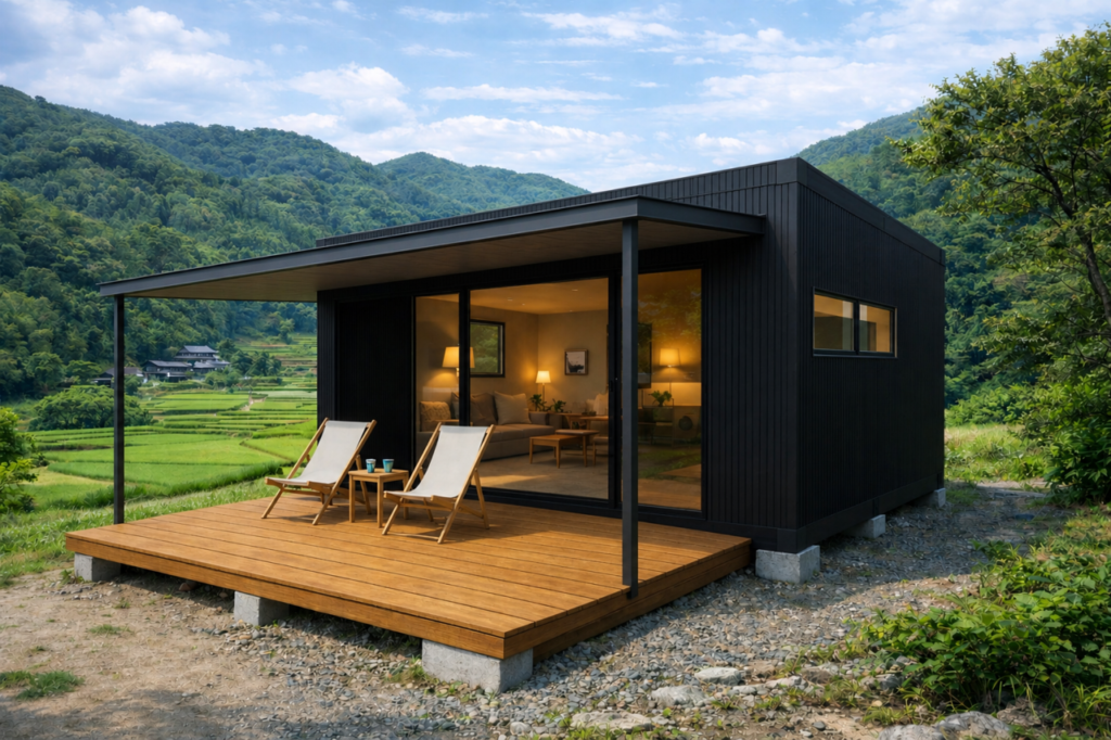 content - あなたがデザインする新しい建築のかたち 木造コンテナ20FEETを2台使ったタイニーハウス+デッキ